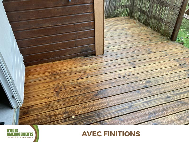 photo de terrasse en bois après nettoyage professionnel et finitions