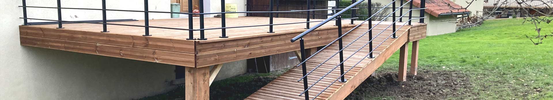 aménagement extérieur terrasse et rampe d'accès